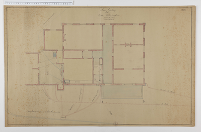 1190-7 Plattegrond van het huis Arenberg bij De Bilt, met weergave van een plan voor de aanleg van riolering en waterleiding